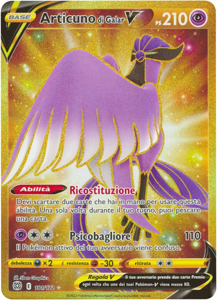 181 / 172 Articuno di Galar V Rara Segreta Gold foil (IT) -NEAR MINT-