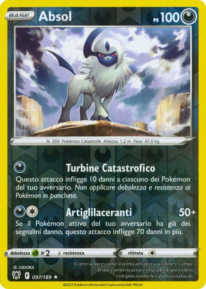 097/189 Absol Rara foil reverse (IT) -NEAR MINT-