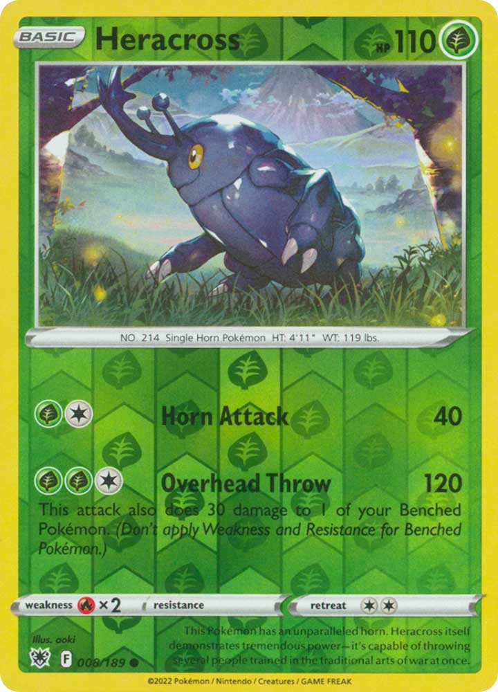008/189 Heracross Comune foil reverse (EN) -NEAR MINT-