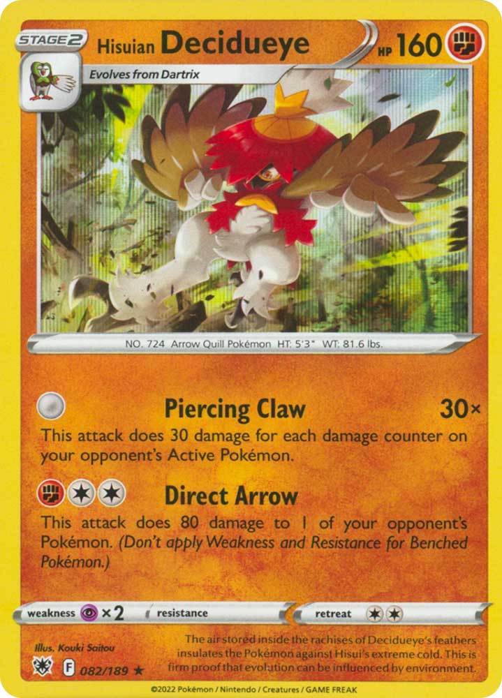 082/189 Hisuian Decidueye Rara foil (EN) -NEAR MINT-