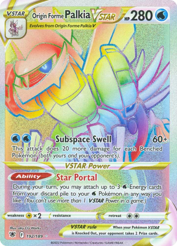 192/189 Origin Forme Palkia VSTAR Rara Segreta V ASTRO Rainbow foil (EN) -NEAR MINT-