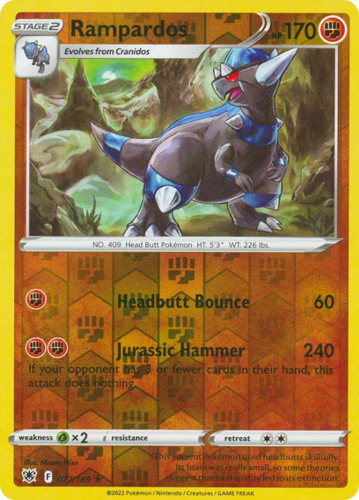 077/189 Rampardos Rara foil reverse (EN) -NEAR MINT-