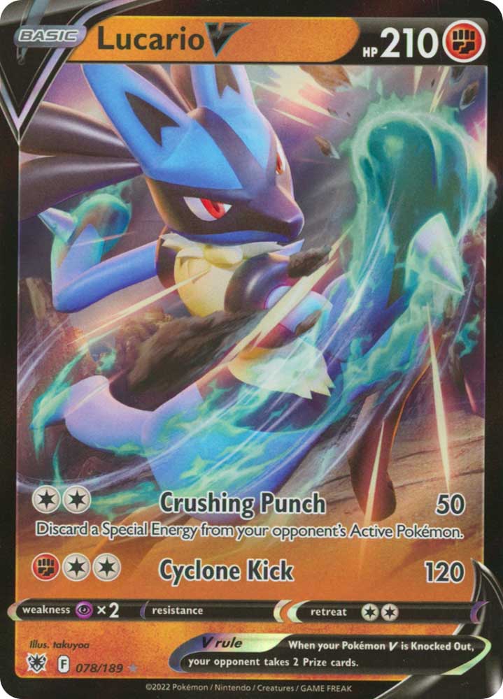 078/189 Lucario V Rara Holo V foil (EN) -NEAR MINT-