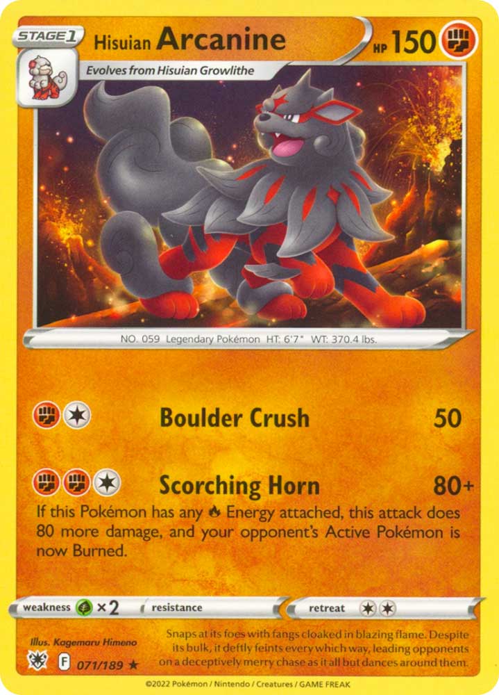 071/189 Hisuian Arcanine Rara normale (EN) -NEAR MINT-