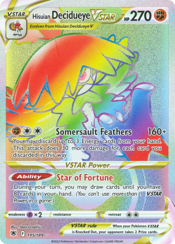 195/189 Hisuian Decidueye VSTAR Rara Segreta V ASTRO Rainbow foil (EN) -NEAR MINT-