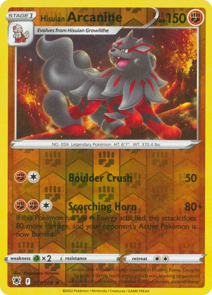 071/189 Hisuian Arcanine Rara foil reverse (EN) -NEAR MINT-