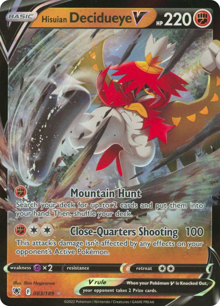 083/189 Hisuian Decidueye V Rara Holo V foil (EN) -NEAR MINT-