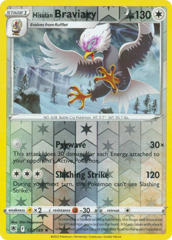 132/189 Hisuian Braviary Rara foil reverse (EN) -NEAR MINT-