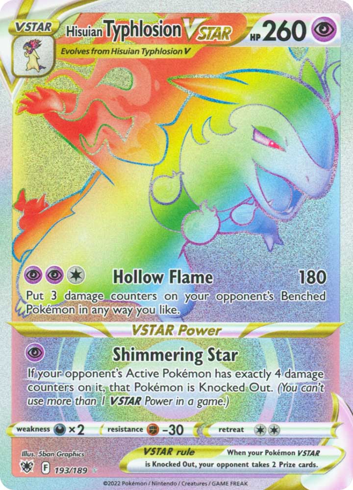 193/189 Hisuian Typhlosion VSTAR Rara Segreta V ASTRO Rainbow foil (EN) -NEAR MINT-