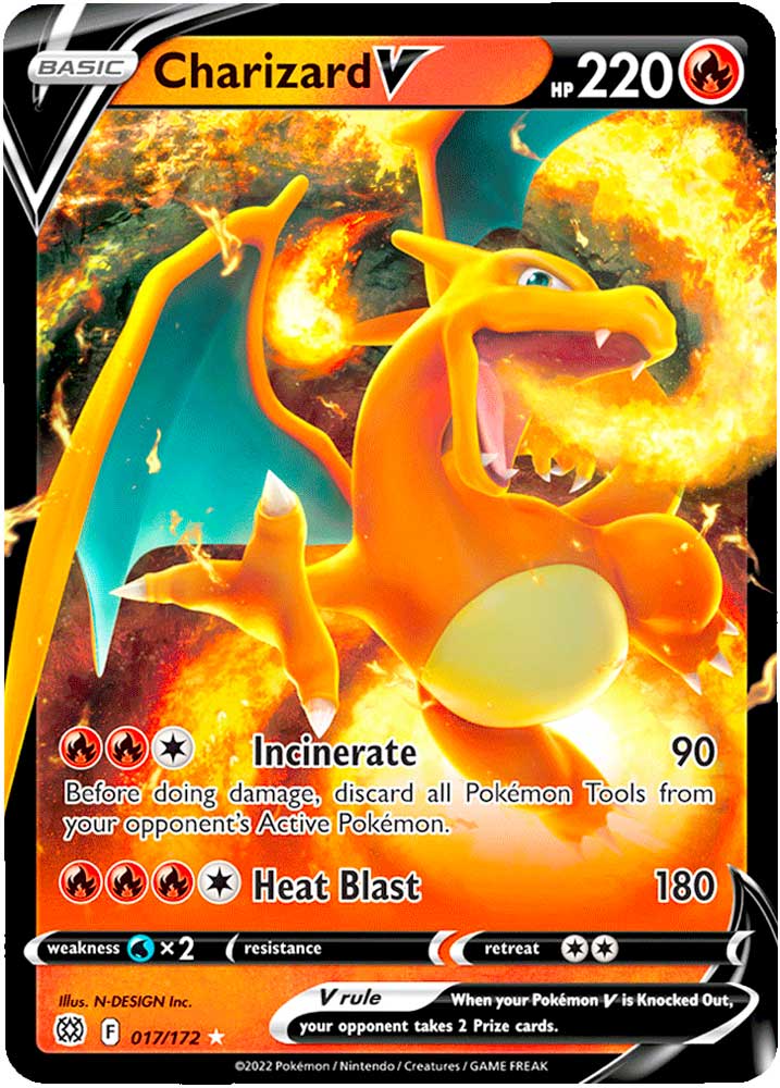 017 / 172 Charizard V Rara Holo V foil (EN) -NEAR MINT-