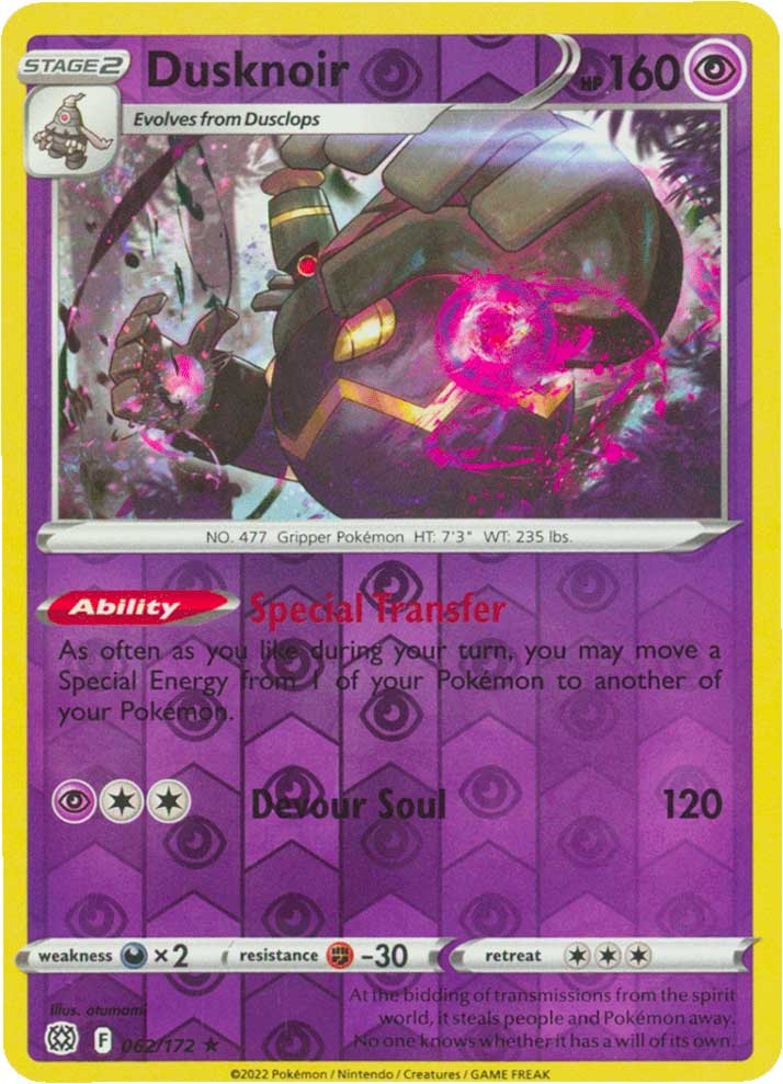 062 / 172 Dusknoir Rara Holo Reverse foil (EN) -NEAR MINT-