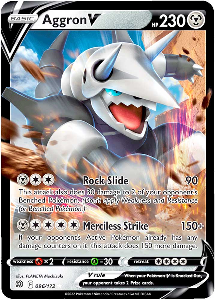096 / 172 Aggron V Rara Holo V foil (EN) -NEAR MINT-