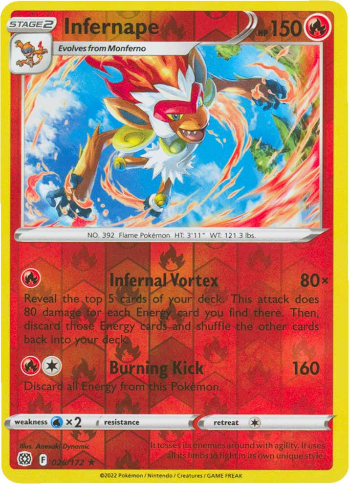 026 / 172 Infernape Rara Holo Reverse foil (EN) -NEAR MINT-