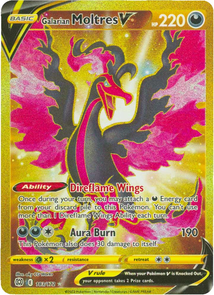 183 / 172 Galarian Moltres V Rara Segreta Gold foil (EN) -NEAR MINT-