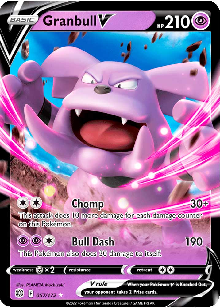 057 / 172 Granbull V Rara Holo V foil (EN) -NEAR MINT-
