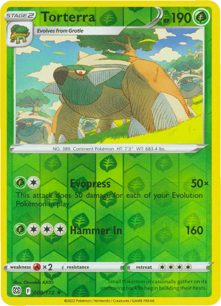 008 / 172 Torterra Rara Holo Reverse foil (EN) -NEAR MINT-