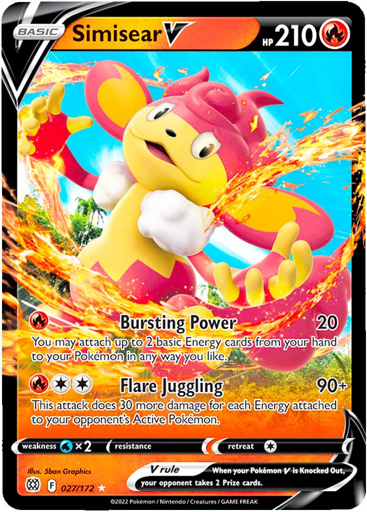 027 / 172 Simisear V Rara Holo V foil (EN) -NEAR MINT-