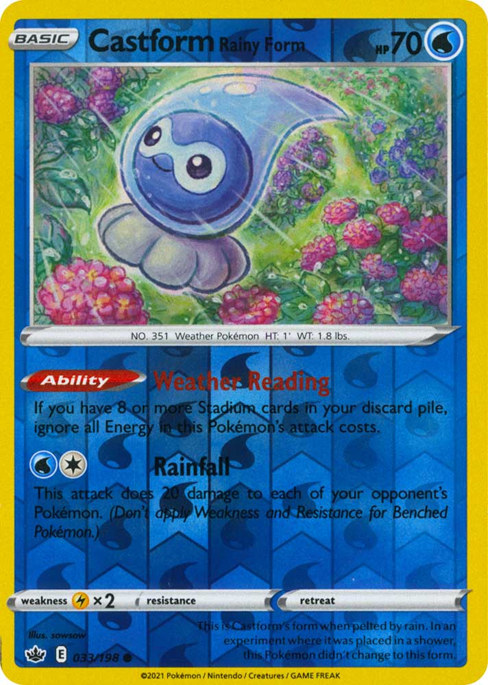 033 / 198 Castform Rainy Form Comune Reverse foil (EN) -NEAR MINT-