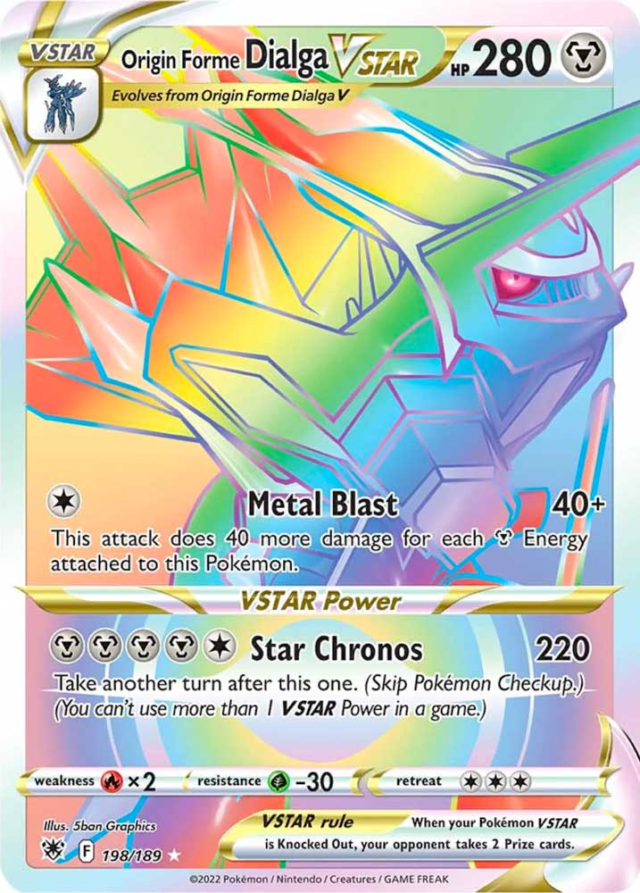 198/189 Origin Forme Dialga VSTAR Rara Segreta V ASTRO Rainbow foil (EN) -NEAR MINT-