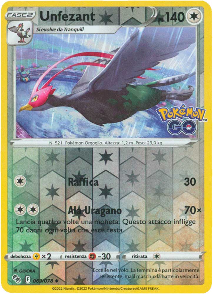 063/078 Unfezant non comune foil reverse (IT) -NEAR MINT-