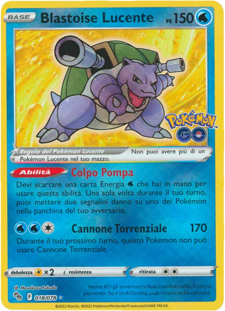 018/078 Blastoise Lucente Rara Radiant foil (IT) -NEAR MINT-