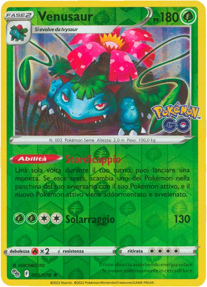 003/078 Venusaur rara foil reverse (IT) -NEAR MINT-