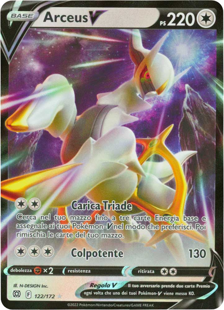 122 / 172 Arceus V Rara Holo V foil (IT) -NEAR MINT-