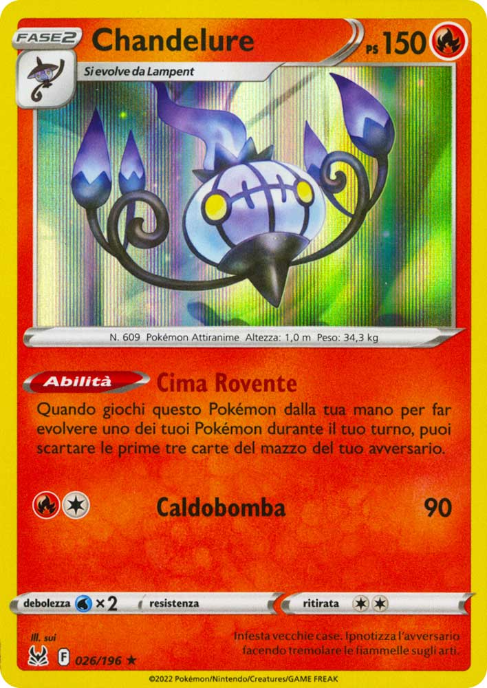 026 / 196 Chandelure Rara foil (IT) -NEAR MINT-