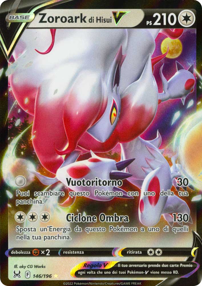 146 / 196 Zoroark di Hisui V Rara Holo V foil (IT) -NEAR MINT-
