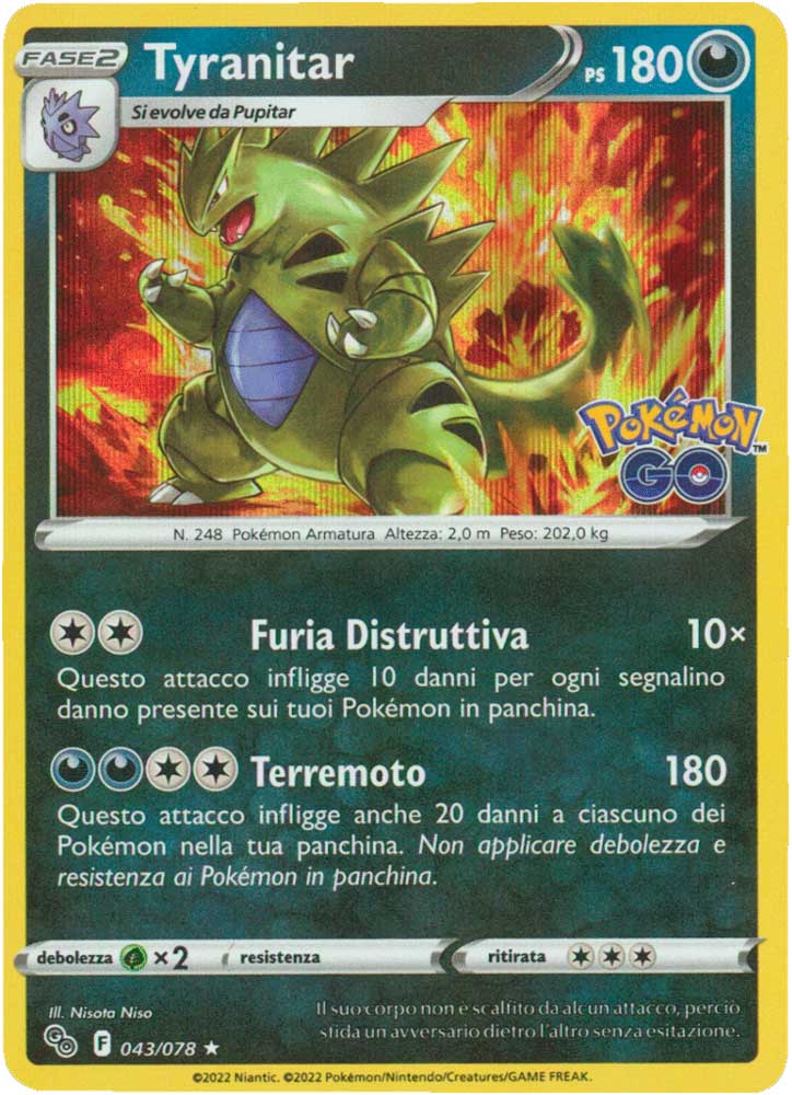 043/078 Tyranitar rara foil (IT) -NEAR MINT-