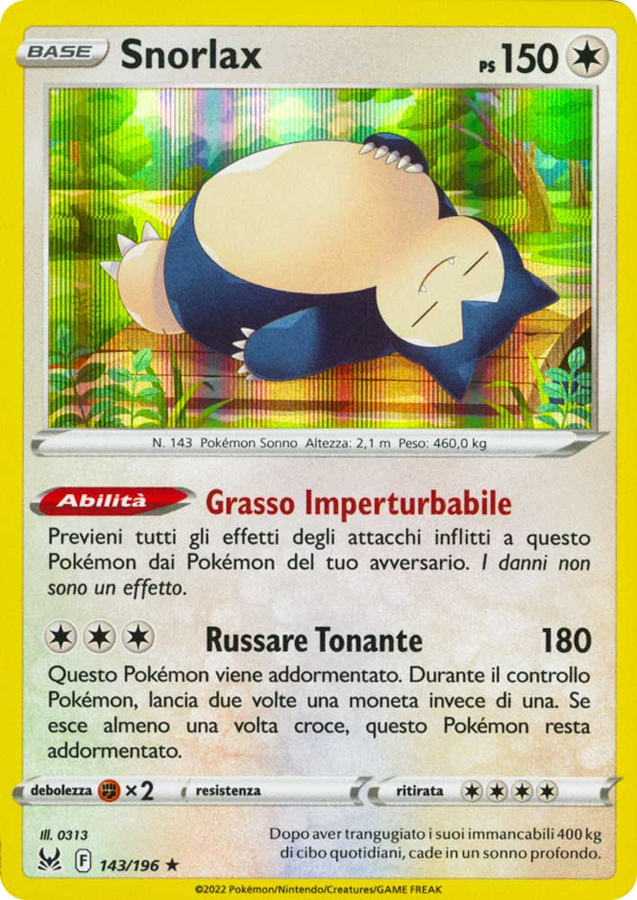 143 / 196 Snorlax Rara foil (IT) -NEAR MINT-