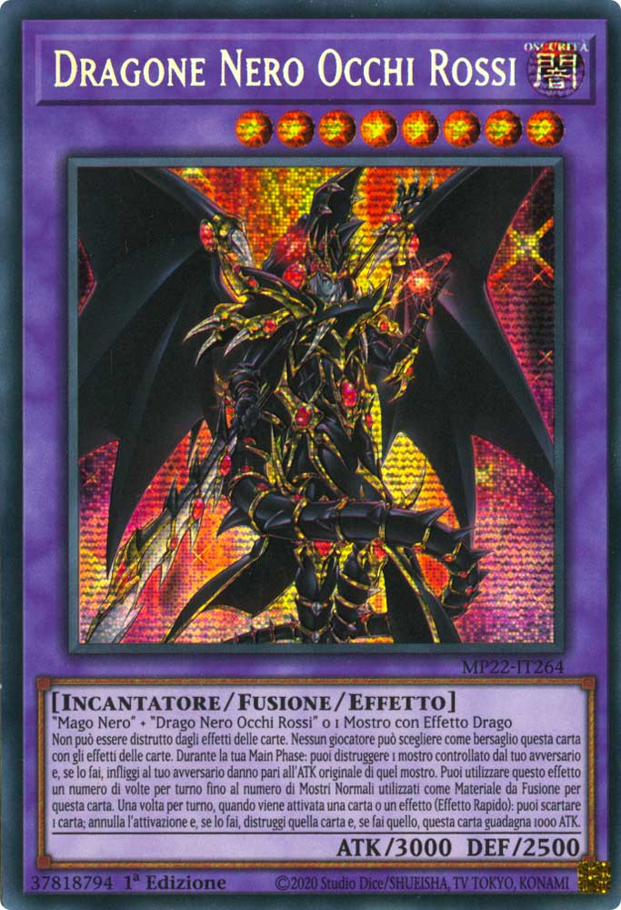 MP22-IT264 Dragone Nero Occhi Rossi Rara Segreta Prismatica 1a Edizione (IT) -NEAR MINT-