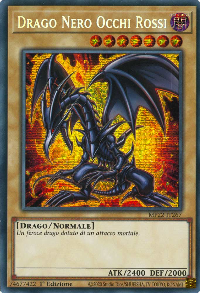 MP22-IT267 Drago Nero Occhi Rossi Rara Segreta Prismatica 1a Edizione (IT) -NEAR MINT-