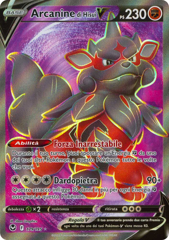 179 / 195 Arcanine di Hisui V Ultra Rara V Full Art foil (IT) -NEAR MINT-