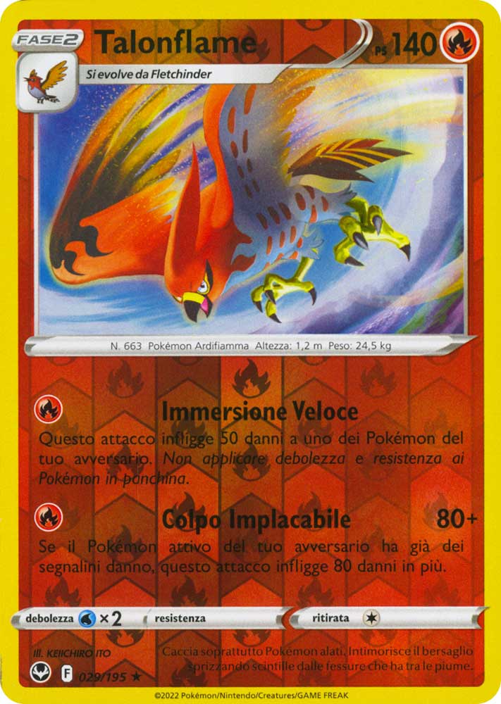 029 / 195 Talonflame Rara foil reverse (IT) -NEAR MINT-