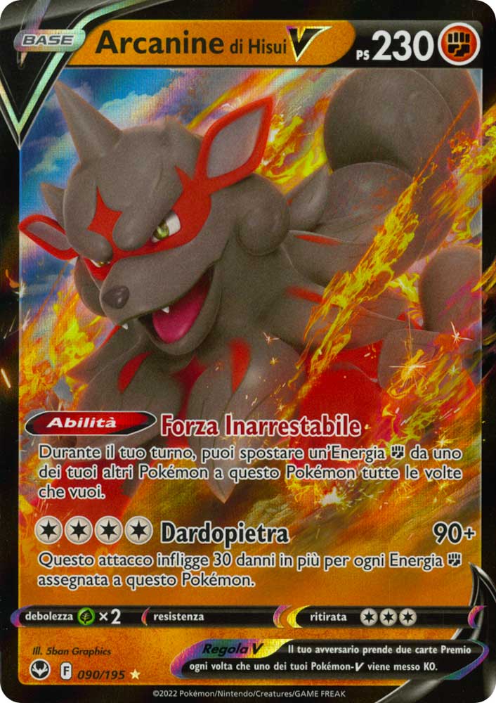 090 / 195 Arcanine di Hisui V Rara Holo V foil (IT) -NEAR MINT-