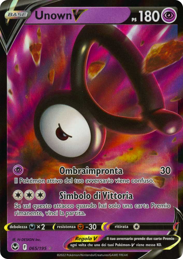 065 / 195 Unown V Rara Holo V foil (IT) -NEAR MINT-