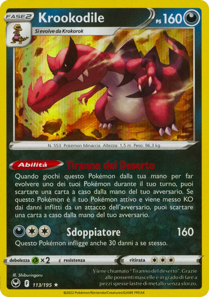 113 / 195 Krookodile Rara foil (IT) -NEAR MINT-