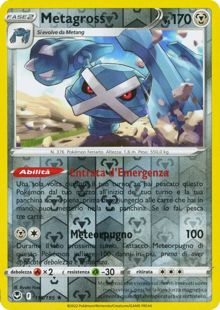 119 / 195 Metagross Rara foil reverse (IT) -NEAR MINT-