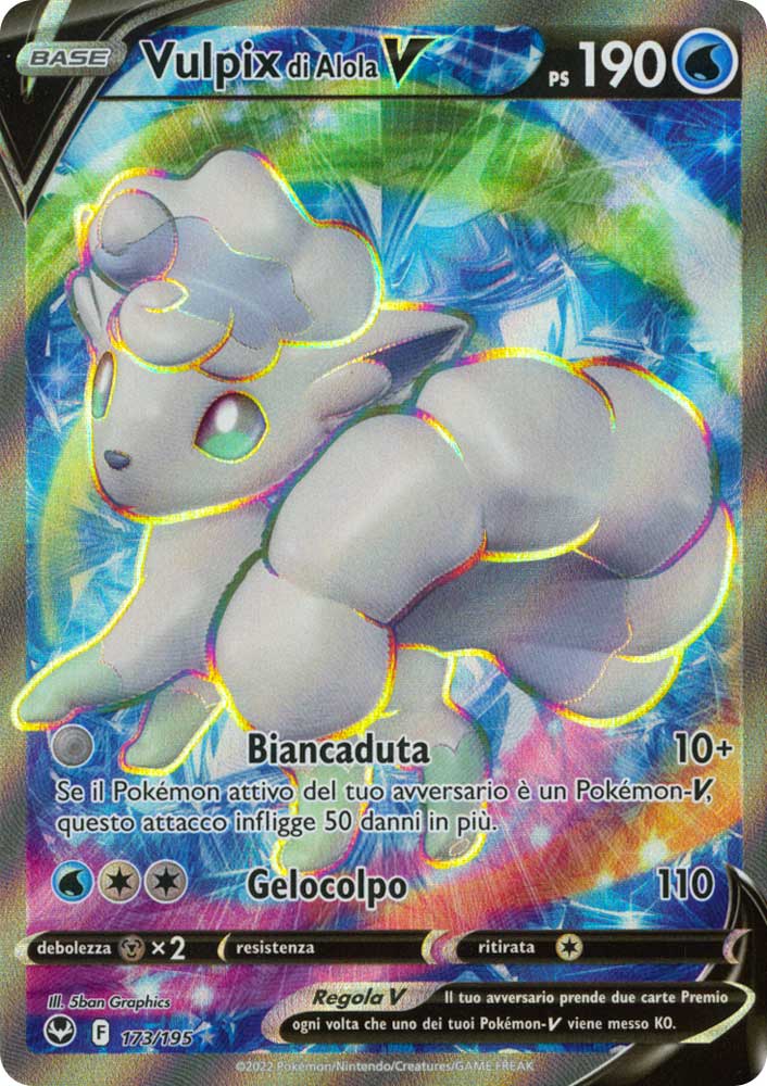 173 / 195 Vulpix di Alola V Ultra Rara V Full Art foil (IT) -NEAR MINT-
