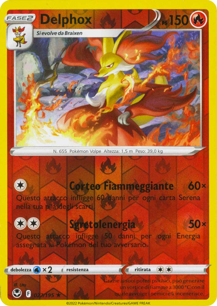 027 / 195 Delphox Rara foil reverse (IT) -NEAR MINT-