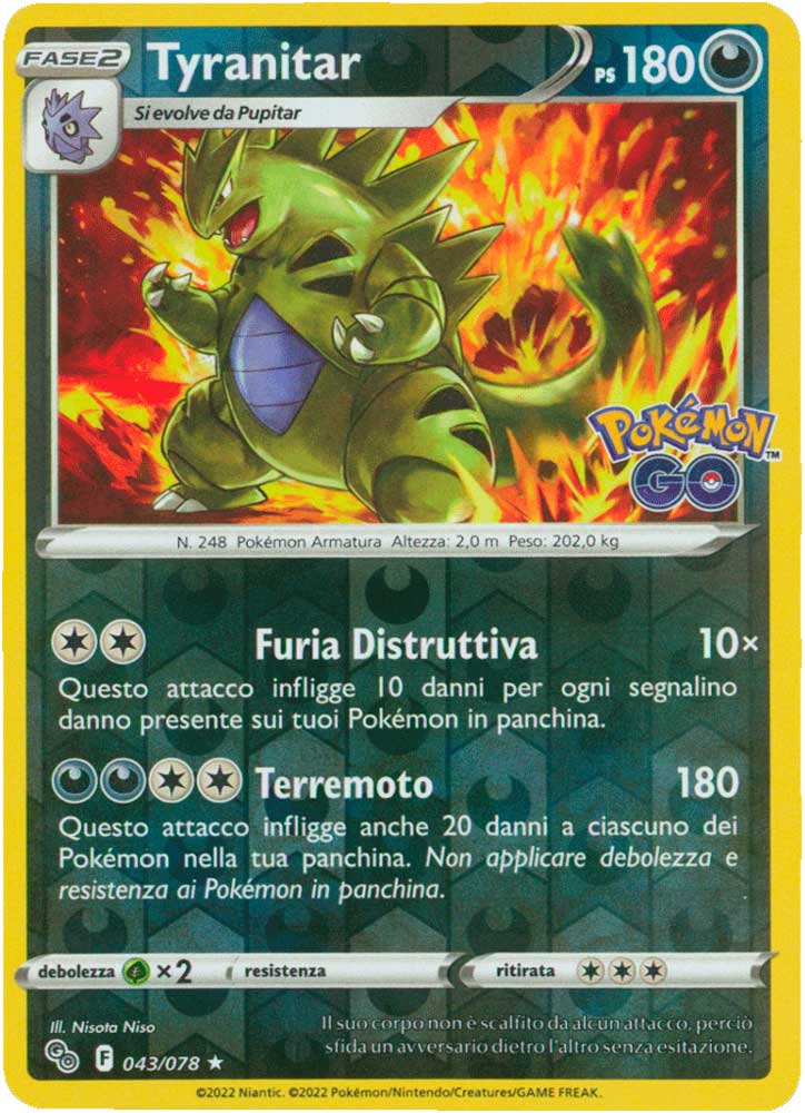043/078 Tyranitar rara foil reverse (IT) -NEAR MINT-
