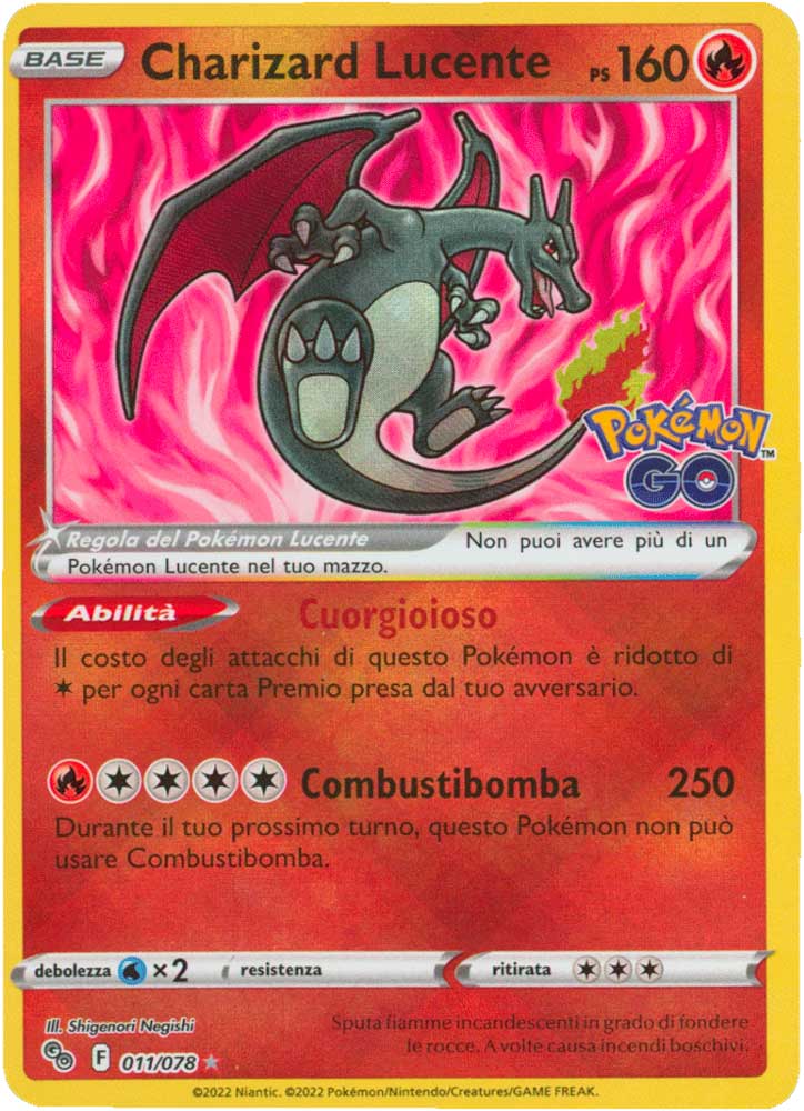 011/078 Charizard Lucente Rara Radiant foil (IT) -NEAR MINT-