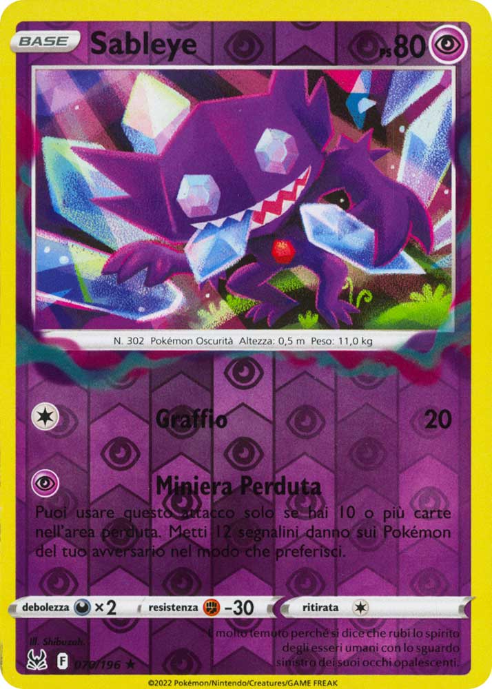 070 / 196 Sableye Rara foil reverse (IT) -NEAR MINT-