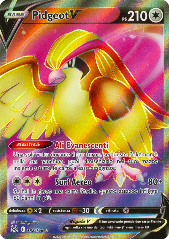 188 / 196 Pidgeot V Ultra Rara V Full Art foil (IT) -NEAR MINT-