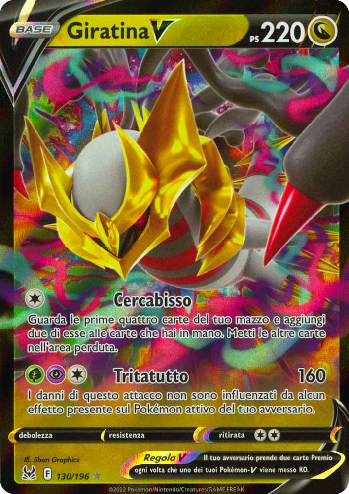 130 / 196 Giratina V Rara Holo V foil (IT) -NEAR MINT-