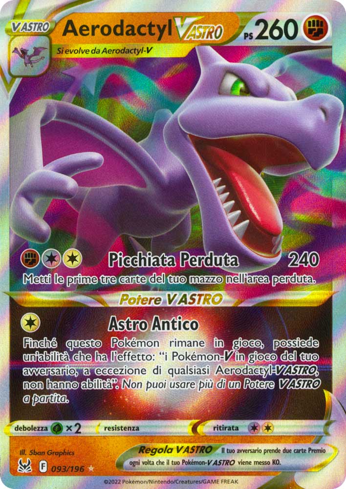 093 / 196 Aerodactyl VASTRO Rara Holo V ASTRO foil (IT) -NEAR MINT-