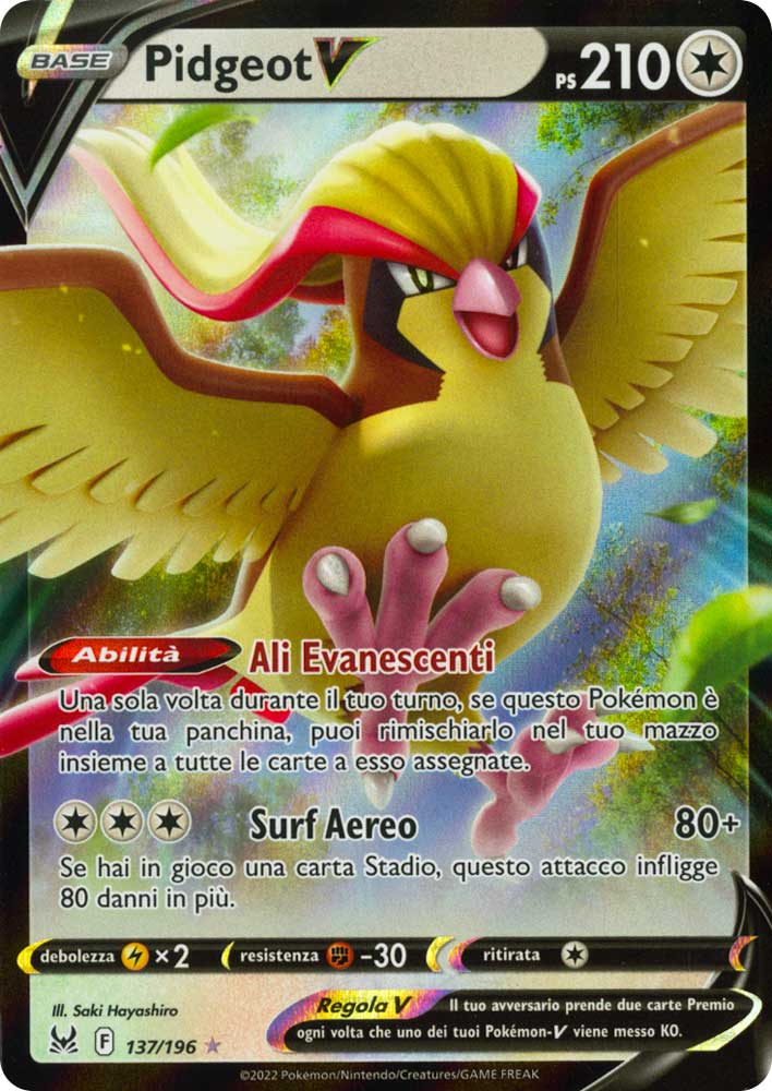 137 / 196 Pidgeot V Rara Holo V foil (IT) -NEAR MINT-