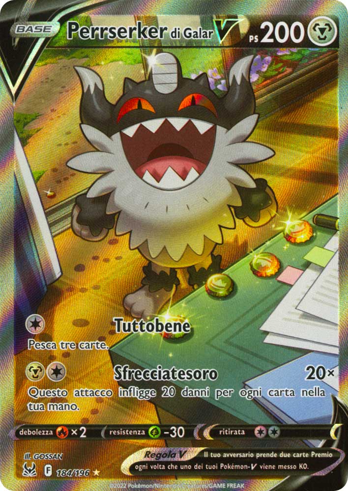 184 / 196 Perrserker di Galar V Ultra Rara V Full Art foil (IT) -NEAR MINT-