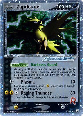 106 / 109 Rocket's Zapdos EX rara ex foil (EN) -NEAR MINT-